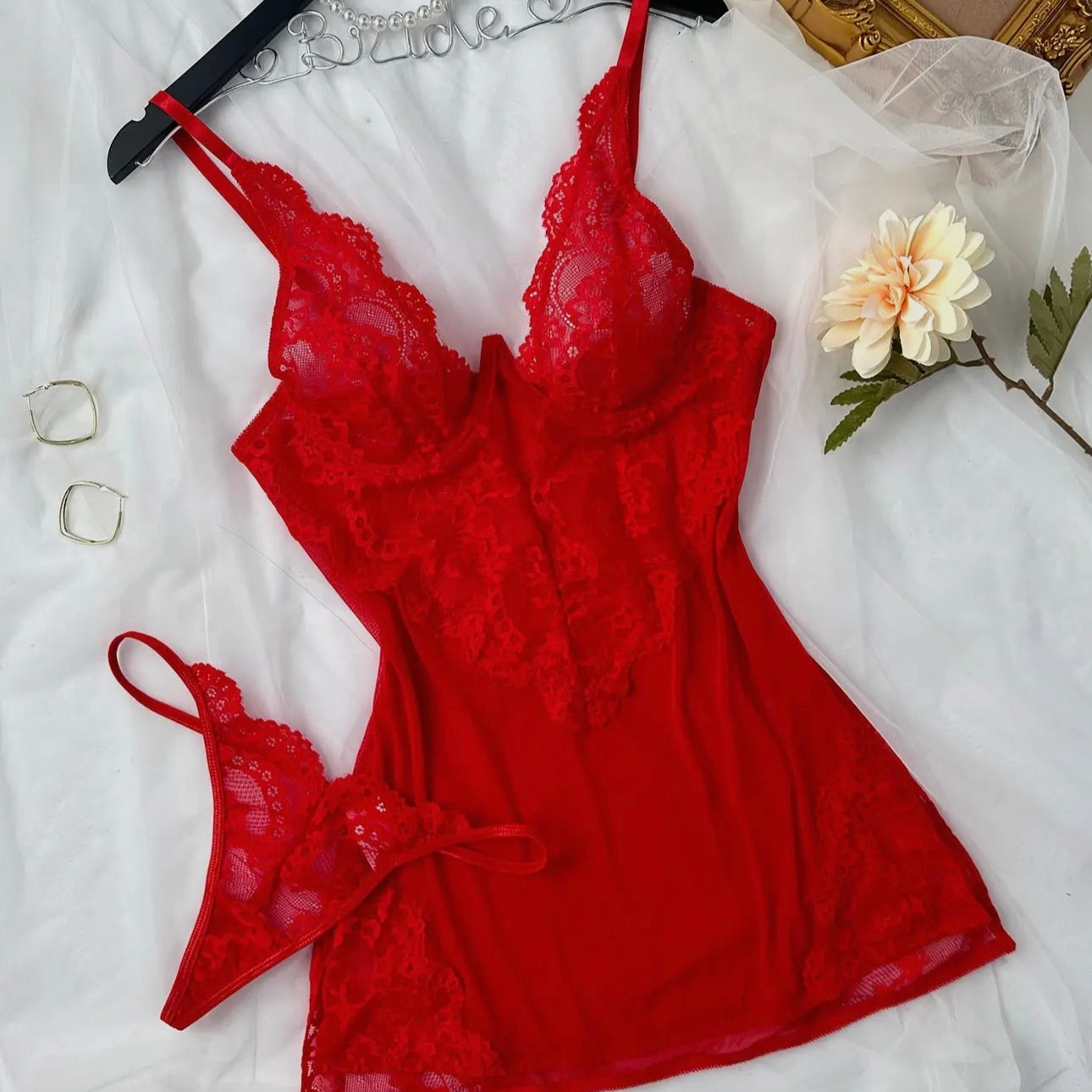 Love Lasts Red Lace Chemise